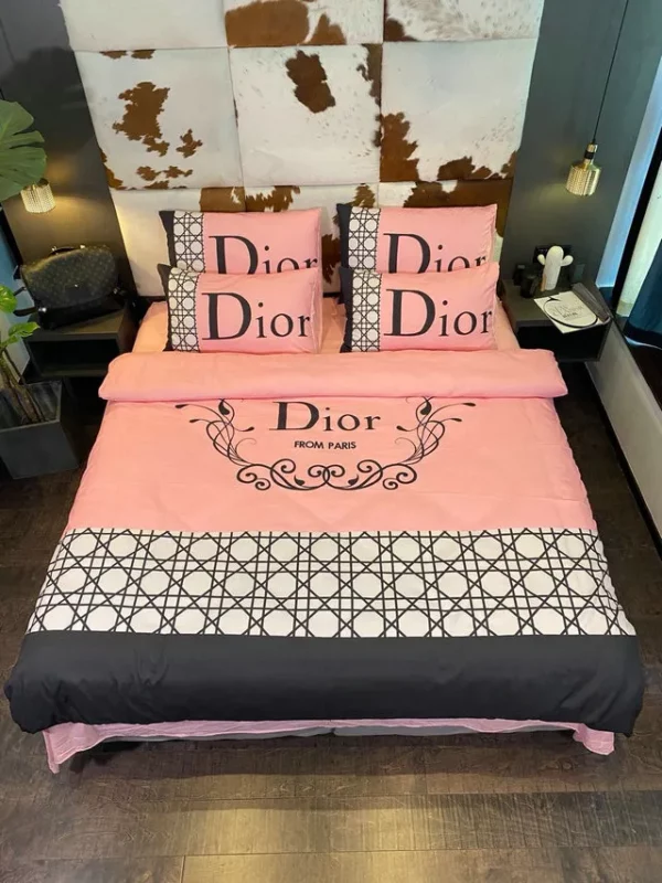 Dior Paris Logo Brand Bedding Set Bedspread Home Decor Bedroom Luxury