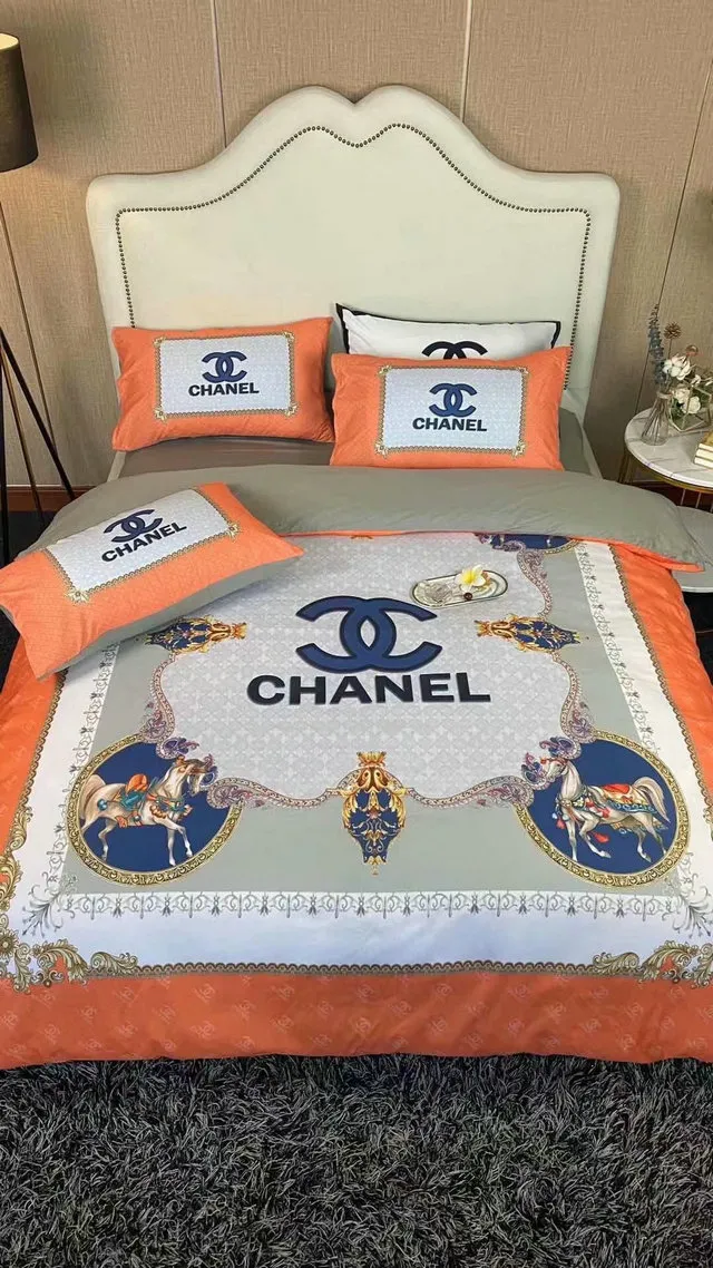 Chanel Noble Logo Brand Bedding Set Luxury Bedroom Home Decor Bedspread