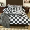 Chanel Flowers Logo Brand Bedding Set Bedroom Luxury Bedspread Home Decor