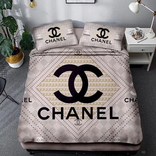 Chanel Logo Brand Bedding Set Bedspread Home Decor Luxury Bedroom