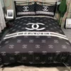 Chanel Black Logo Brand Bedding Set Home Decor Bedroom Bedspread Luxury