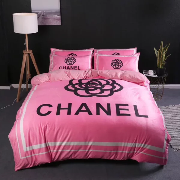 Chanel Pinky Logo Brand Bedding Set Home Decor Luxury Bedspread Bedroom