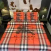 Burberry Orange Logo Brand Bedding Set Bedspread Home Decor Luxury Bedroom