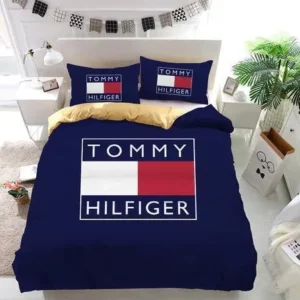 Tommy Hilfiger Logo Brand Bedding Set Luxury Bedroom Home Decor Bedspread