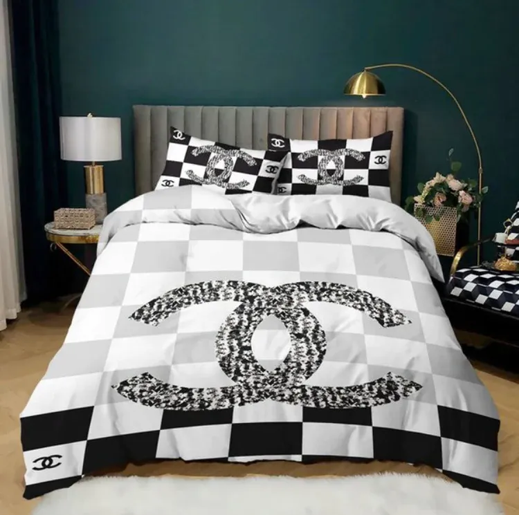 Chanel Logo Brand Bedding Set Bedroom Luxury Home Decor Bedspread