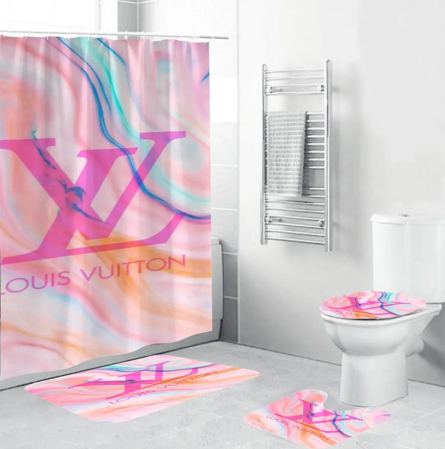 Louis Vuitton Bathroom Set Luxury Fashion Brand Bath Mat Hypebeast Home Decor