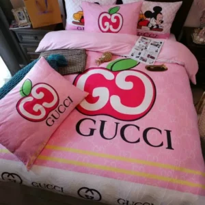 Gucci Apple Mickey Mouse Logo Brand Bedding Set Home Decor Luxury Bedspread Bedroom