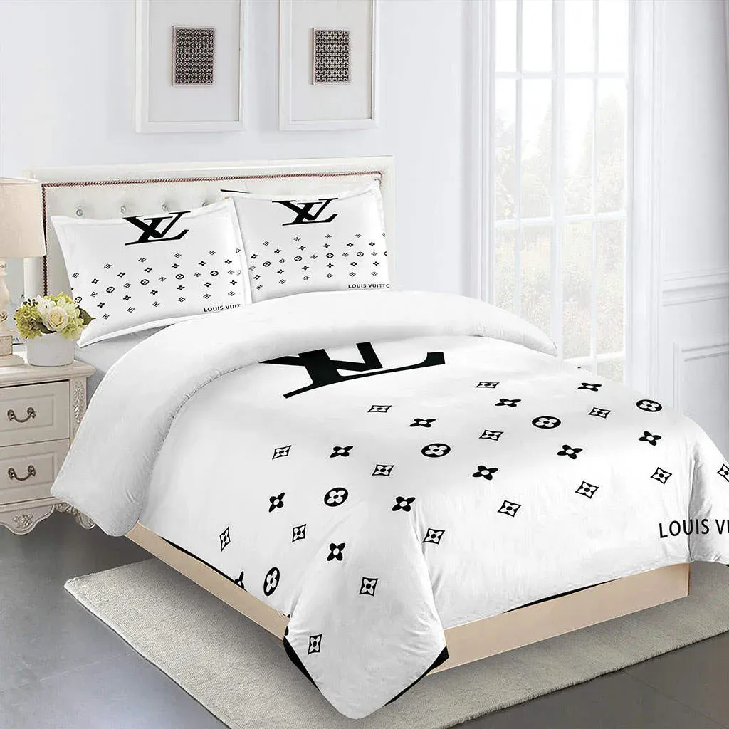 Louis Vuitton Logo Brand Bedding Set Luxury Home Decor Bedroom Bedspread