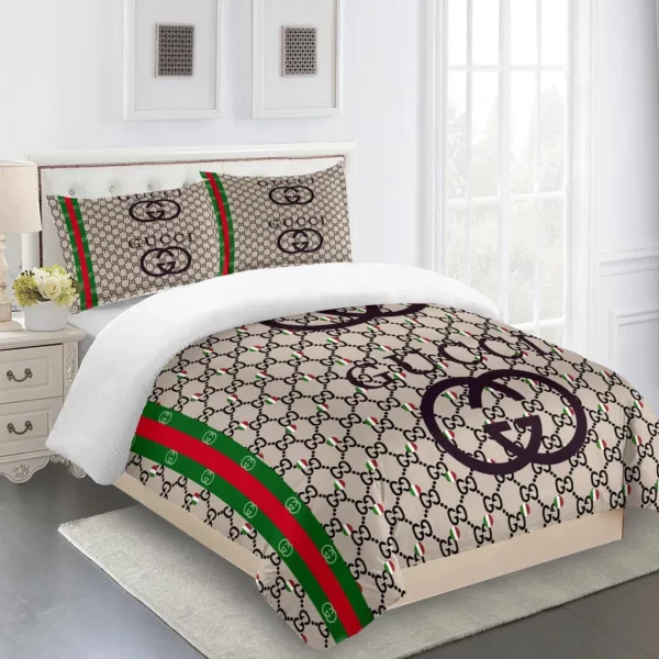 Gucci Logo Brand Bedding Set Bedroom Luxury Home Decor Bedspread