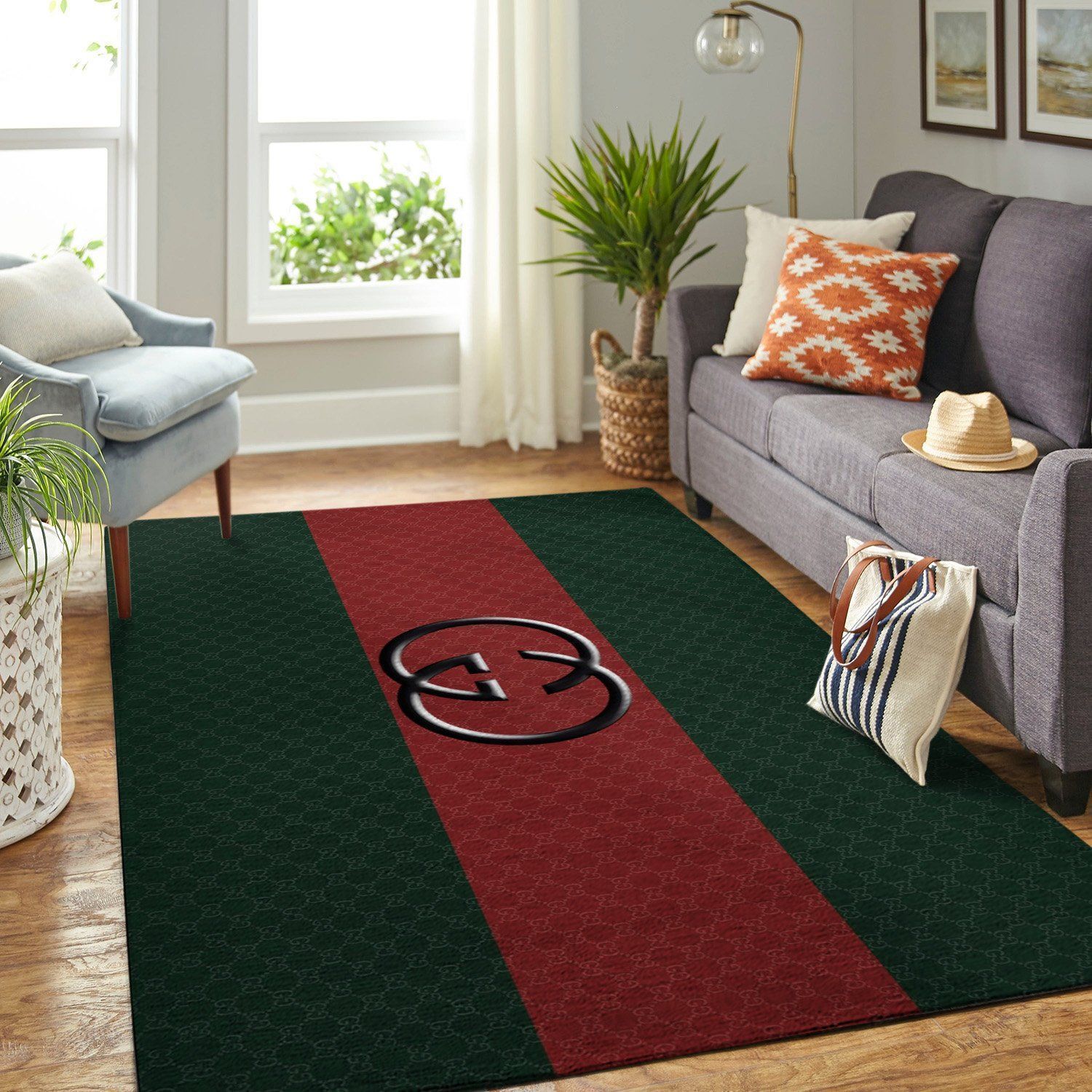 Gucci Area Red Green Luxury Fashion Brand Rug Door Mat Home Decor Area Carpet