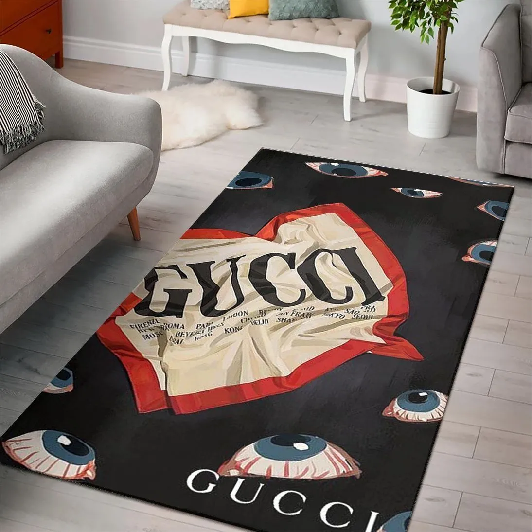 Gucci Eyes Mat Luxury Fashion Brand Rug Door Mat Area Carpet Home Decor