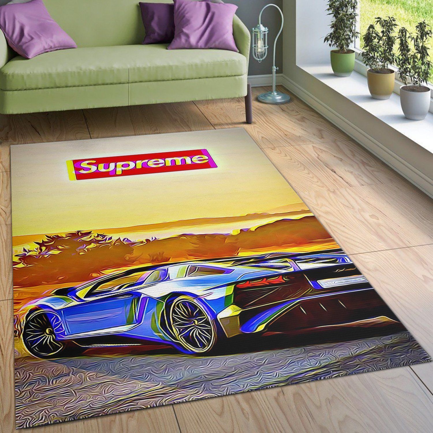 Supreme Lamborghini V Area For Bed Christmas Luxury Fashion Brand Rug Home Decor Area Carpet Door Mat