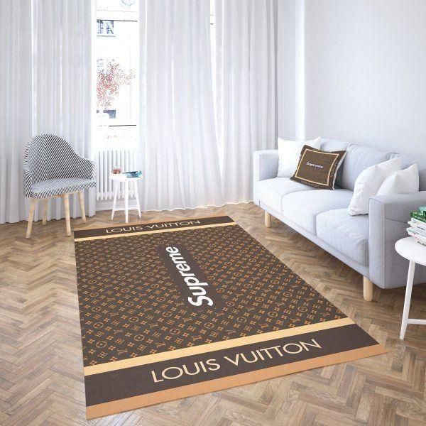 Louis Vuitton And Supreme Perfect Combo Area Christmas The Luxury Fashion Brand Rug Door Mat Area Carpet Home Decor