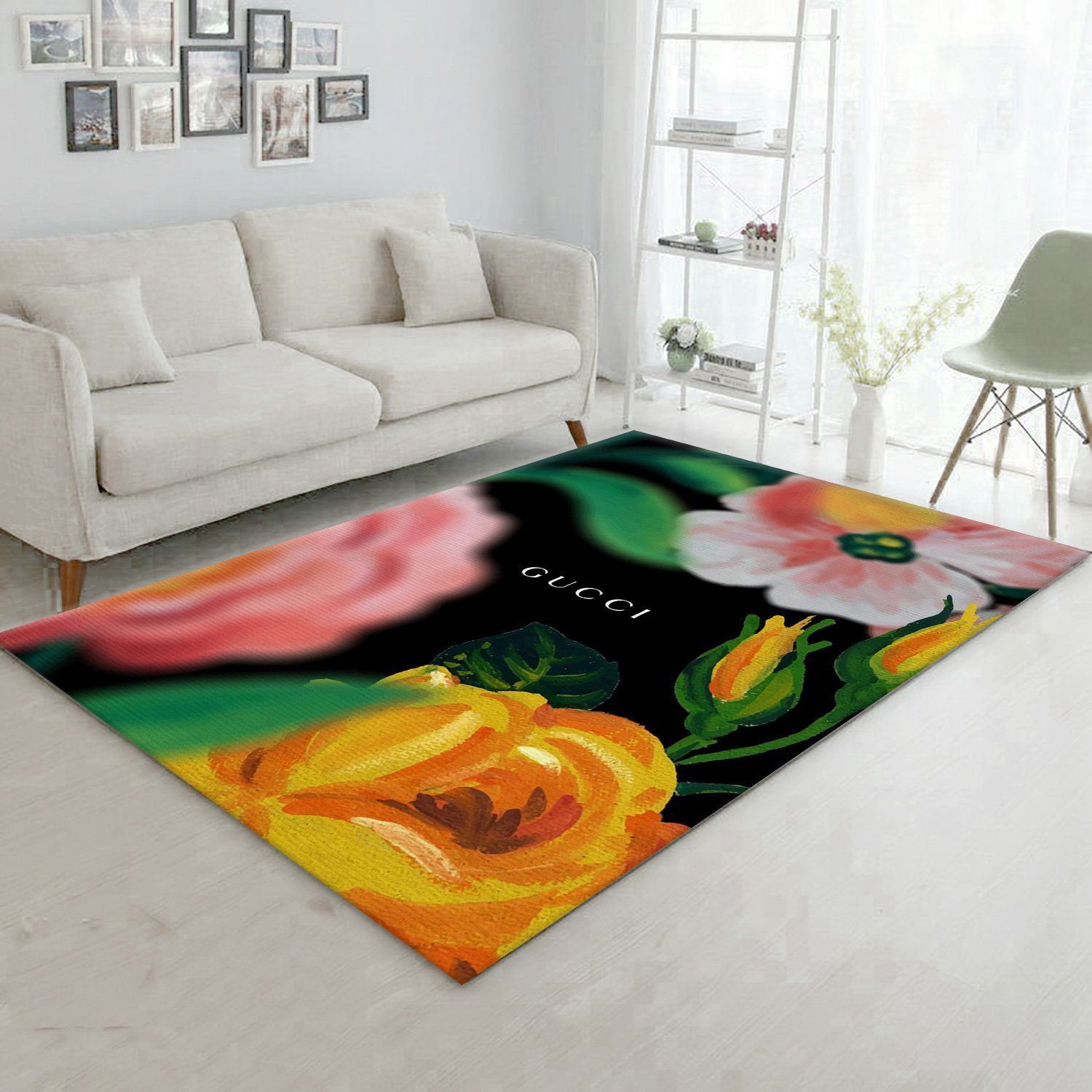 Gucci Flowers Area Christmas Luxury Fashion Brand Rug Door Mat Area Carpet Home Decor