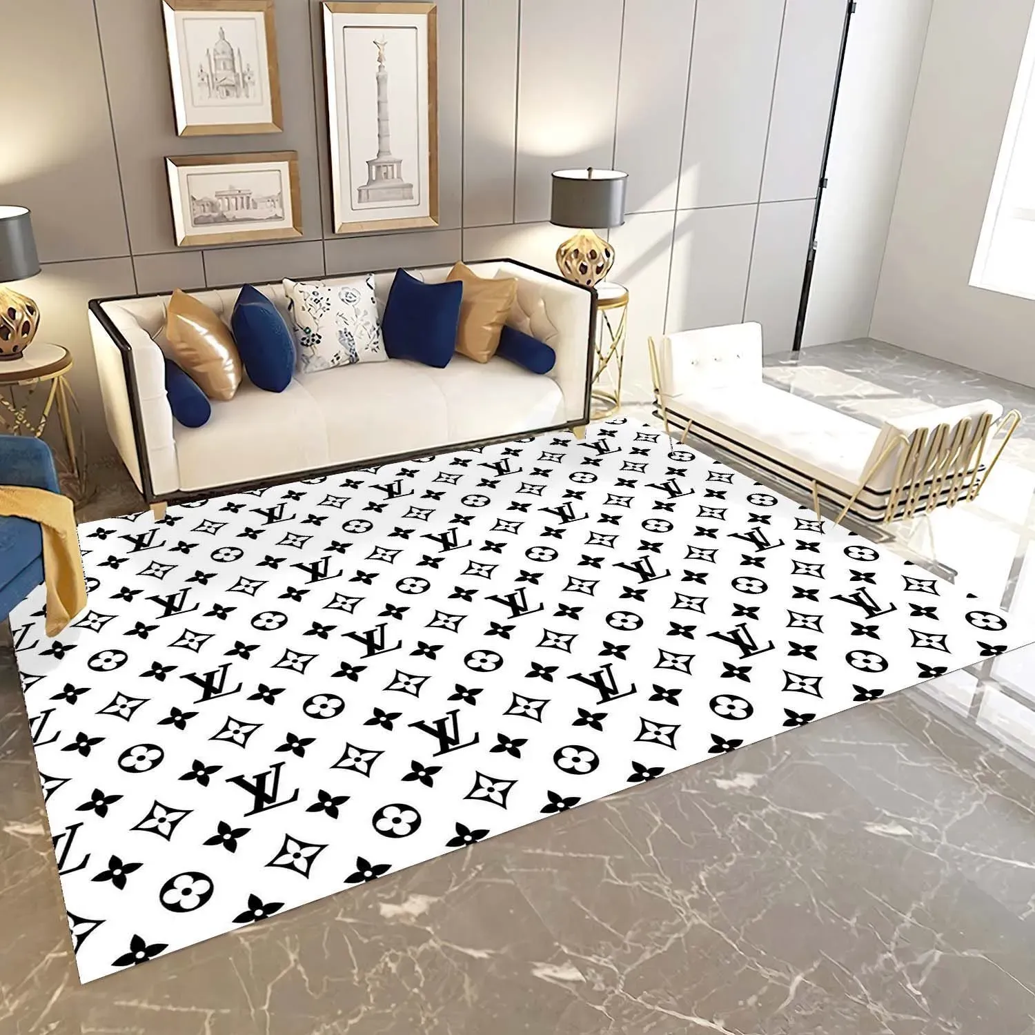 Louis Vuitton Luxury Fashion Brand Rug Area Carpet Home Decor Door Mat