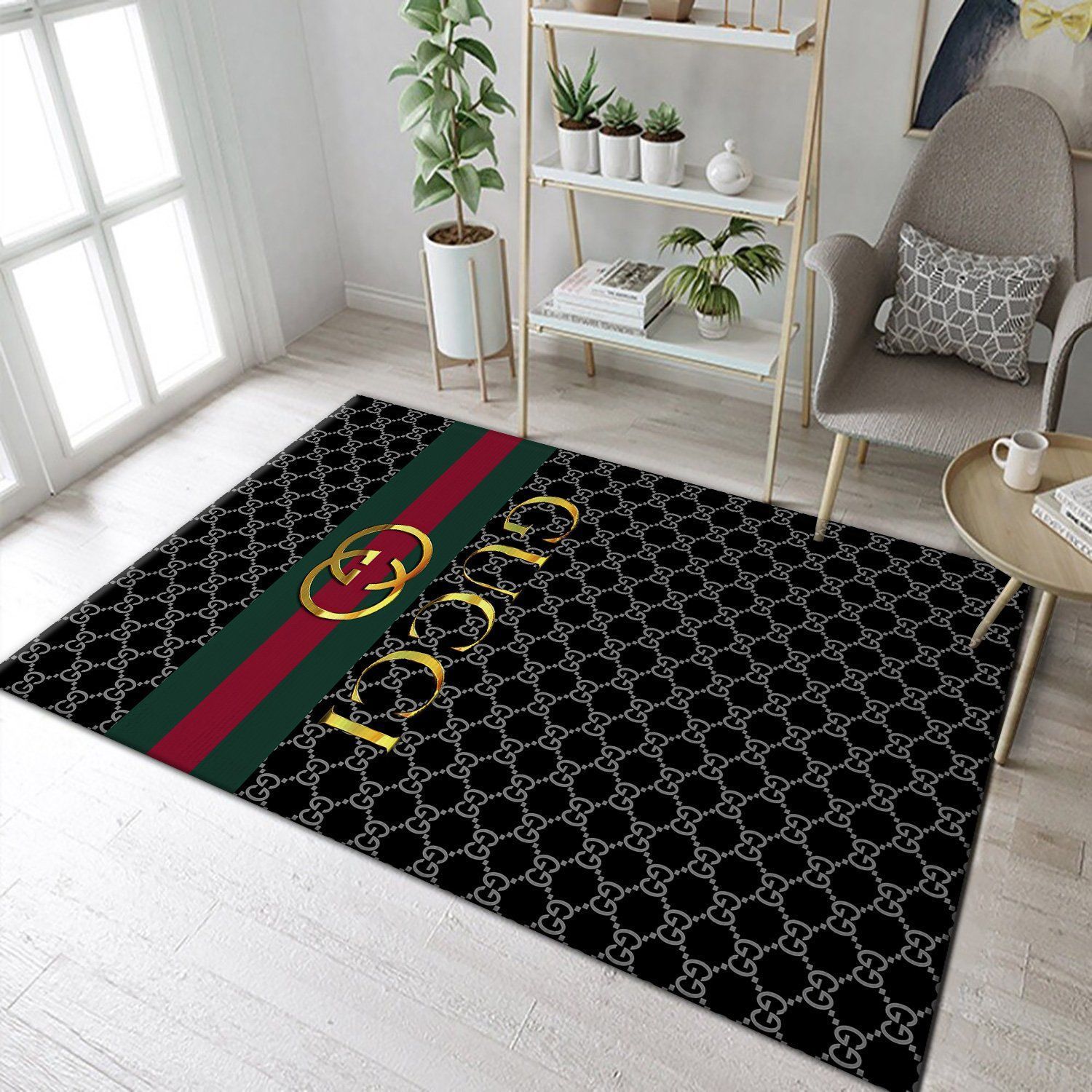 Gucci Gold Pattern Area Fn The Luxury Fashion Brand Rug Home Decor Area Carpet Door Mat