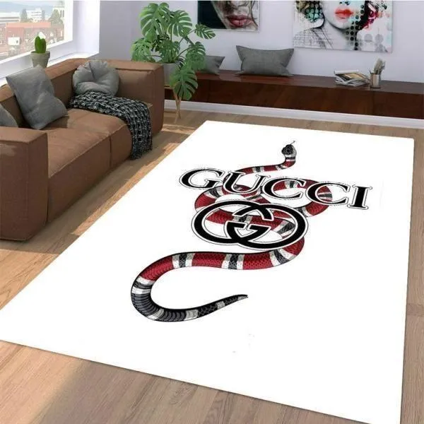 Gucci Snake White Luxury Fashion Brand Rug Door Mat Area Carpet Home Decor