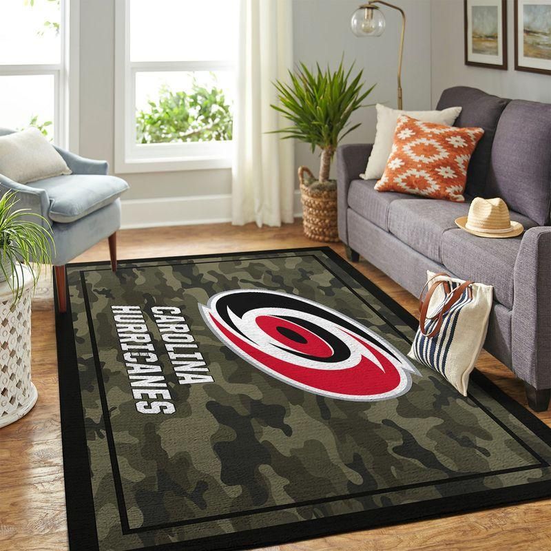 Carolina Hurricanes Nhl Team Logo Camo Style Custom Type 7802 Rug Living Room Area Carpet Home Decor