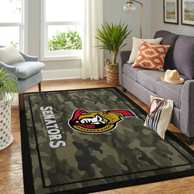 Ottawa Senators Nhl Team Logo Camo Style Custom Type 7826 Rug Area Carpet Living Room Home Decor