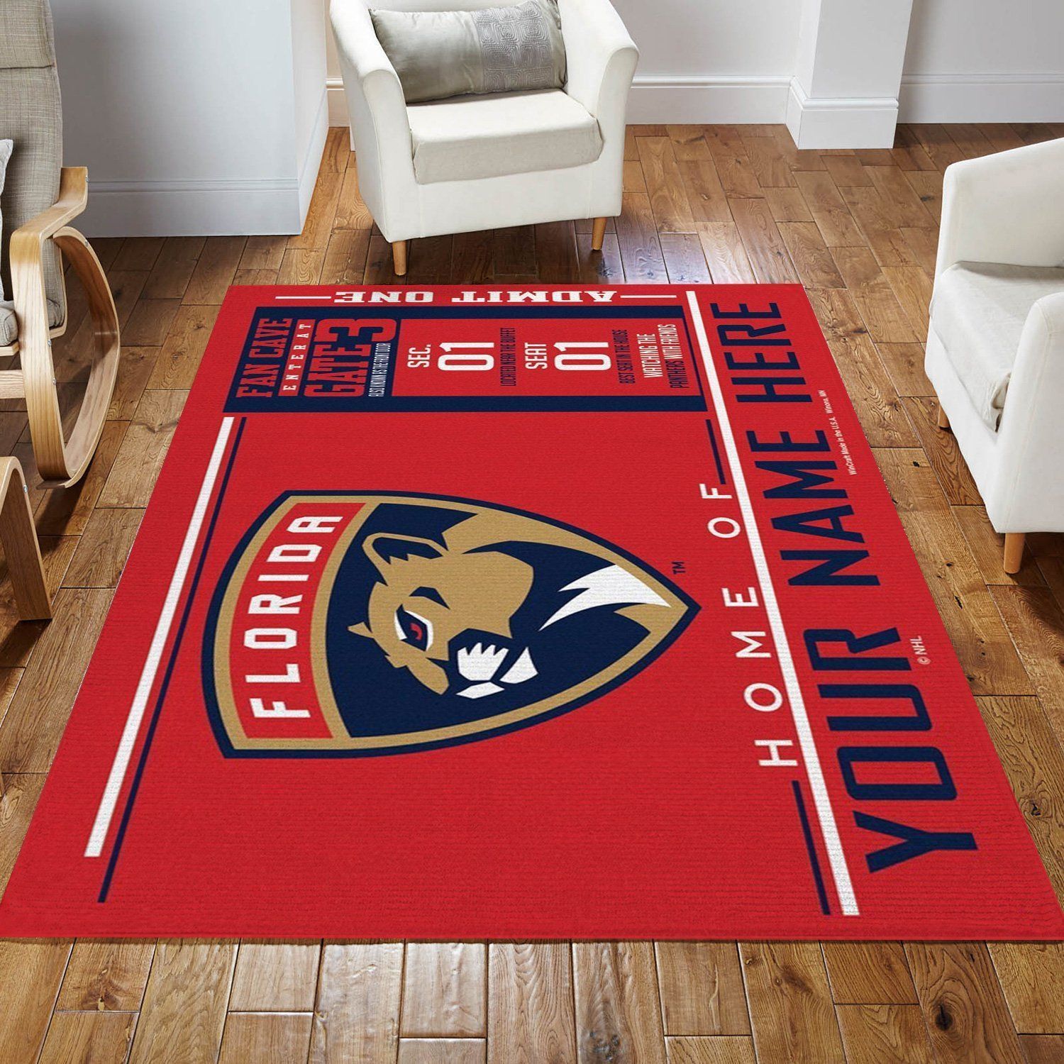 Customizable Florida Panthers Wincraft Personalized Nhl Type 7842 Rug Living Room Home Decor Area Carpet