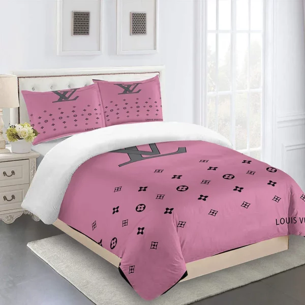 Louis Vuitton Logo Brand Bedding Set Luxury Bedroom Home Decor Bedspread