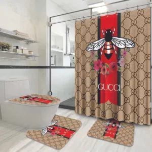 Gucci Bee Flower Bathroom Set Hypebeast Bath Mat Luxury Fashion Brand Home Decor