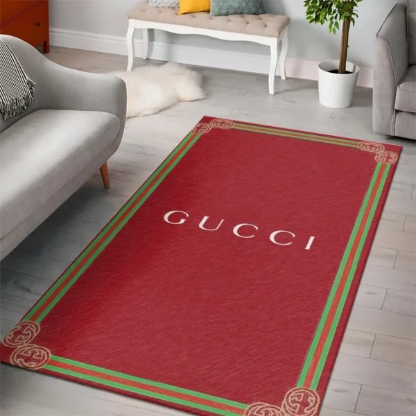 Gucci Red Rectangle Rug Luxury Area Carpet Home Decor Fashion Brand Door Mat