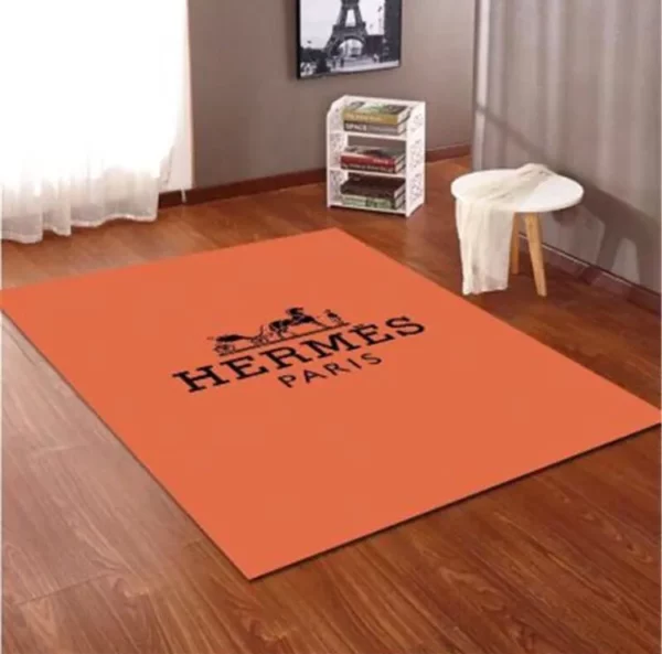 Hermes Orange Rectangle Rug Area Carpet Home Decor Door Mat Luxury Fashion Brand