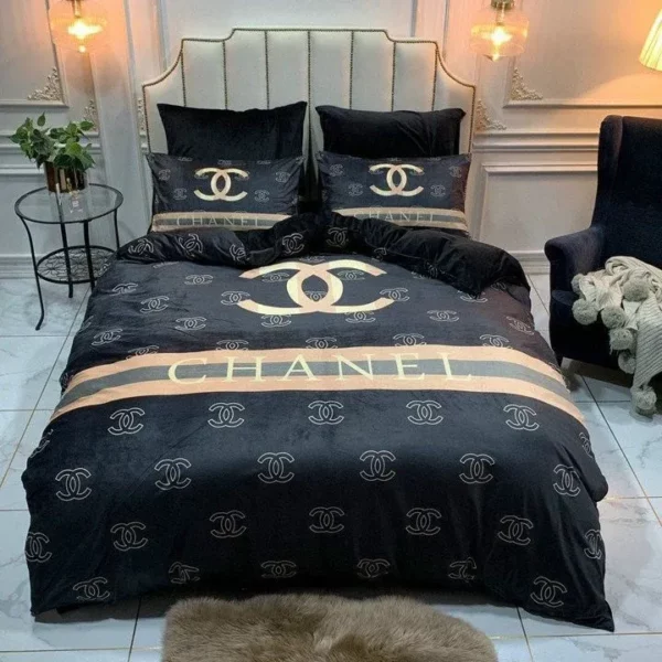 Chanel Italian Custom Logo Brand Bedding Set Bedroom Bedspread Home Decor Luxury