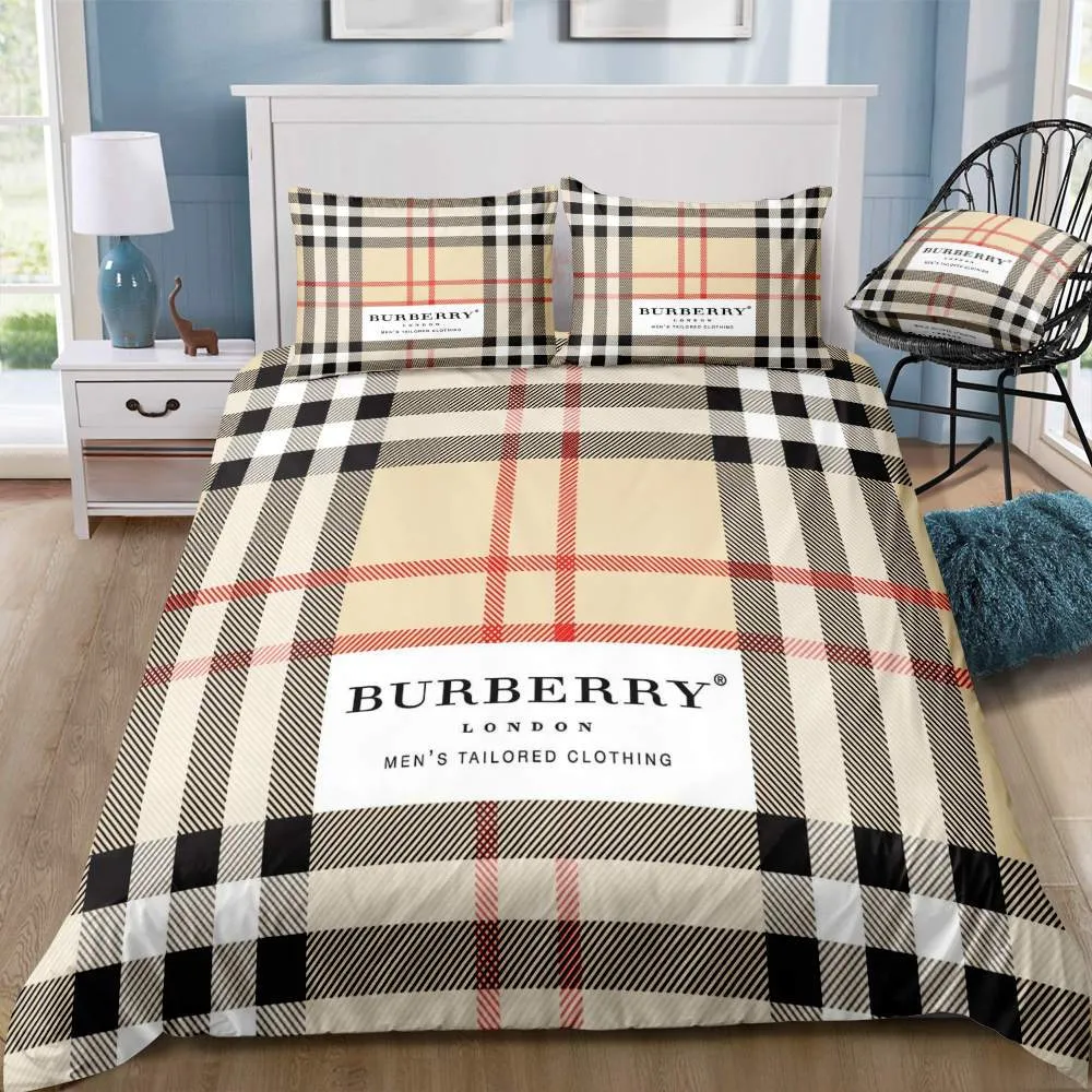 Burberry Logo Brand Bedding Set Luxury Bedroom Home Decor Bedspread