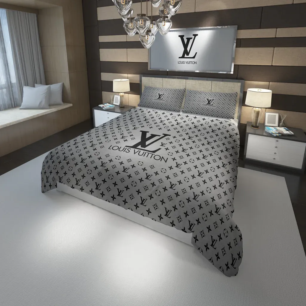 Louis Vuitton Logo Brand Bedding Set Home Decor Bedroom Bedspread Luxury