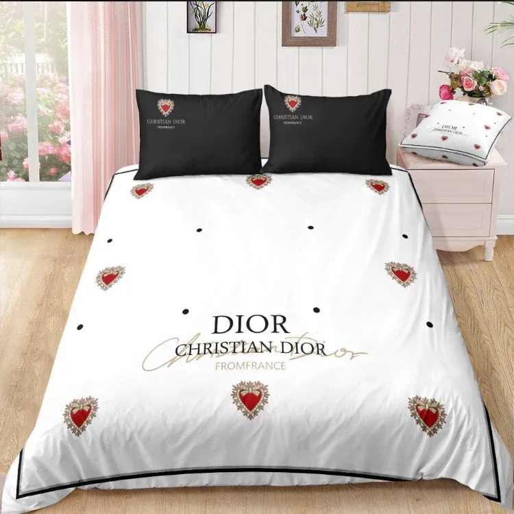 Christian Dior Logo Brand Bedding Set Luxury Bedroom Bedspread Home Decor