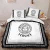 Versace White Black Louis Vuitton Logo Brand Bedding Set Home Decor Bedroom Luxury Bedspread