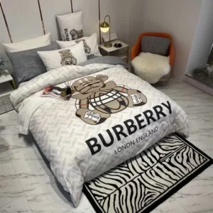 Burberry Bear Logo Brand Bedding Set Home Decor Bedroom Bedspread Luxury