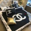 Chanel Logo Brand Bedding Set Luxury Bedspread Bedroom Home Decor