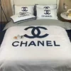 Chanel Navy Logo Brand Bedding Set Luxury Bedroom Home Decor Bedspread