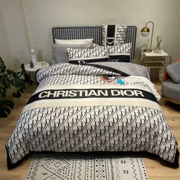 Christian Dior Logo Brand Bedding Set Luxury Bedroom Home Decor Bedspread