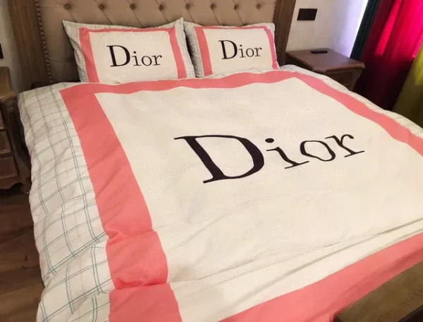 Dior Logo Brand Bedding Set Home Decor Luxury Bedspread Bedroom