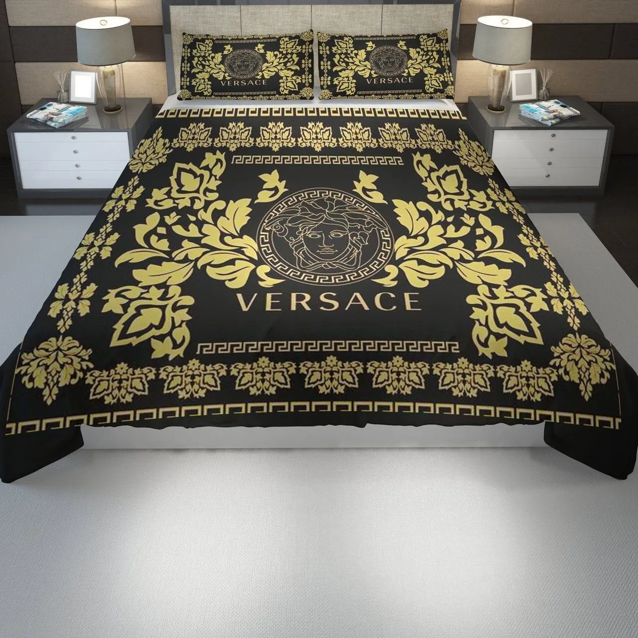 Versace Logo Brand Bedding Set Bedroom Luxury Home Decor Bedspread