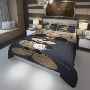 Gucci Mickey Logo Brand Bedding Set Luxury Bedspread Bedroom Home Decor