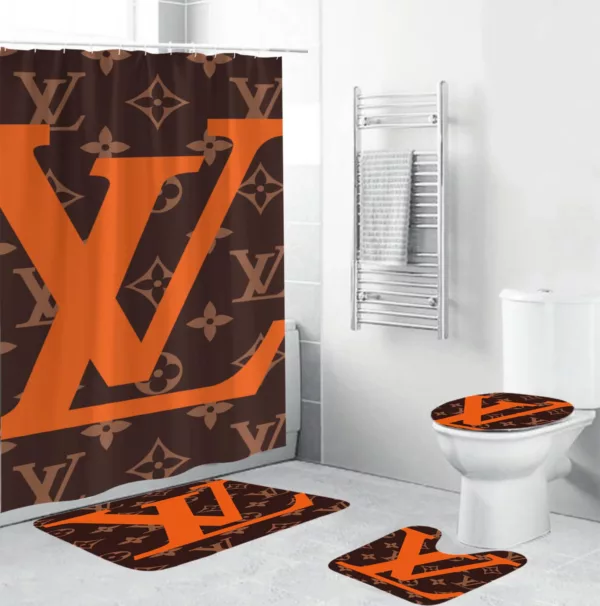 Louis Vuitton Big Orange Bathroom Set Luxury Fashion Brand Bath Mat Hypebeast Home Decor