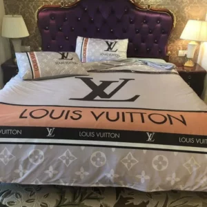 Louis Vuiton Louis Vuitton Logo Brand Bedding Set Bedspread Luxury Home Decor Bedroom