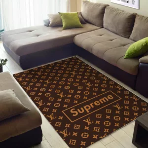 Louis Vuitton Supreme Brown Rectangle Rug Fashion Brand Door Mat Area Carpet Home Decor Luxury