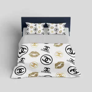 Chanel Lips Logo Brand Bedding Set Luxury Bedspread Home Decor Bedroom