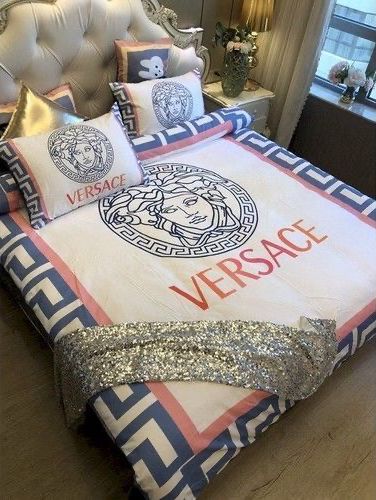 Versace Logo Brand Bedding Set Luxury Bedspread Home Decor Bedroom