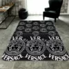 Versace Black White Rectangle Rug Area Carpet Fashion Brand Door Mat Luxury Home Decor