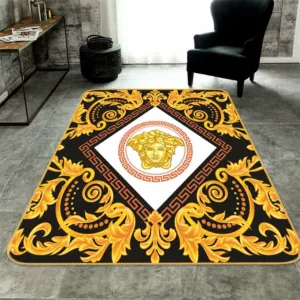 Versace Golden Rectangle Rug Fashion Brand Luxury Door Mat Home Decor Area Carpet