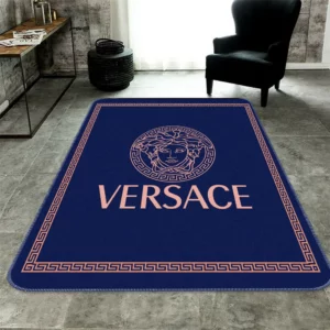 Versace Blue Rectangle Rug Luxury Home Decor Fashion Brand Door Mat Area Carpet