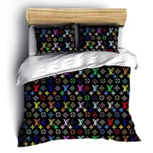 Louis Vuitton Multicolor Logo Brand Bedding Set Bedroom Bedspread Luxury Home Decor