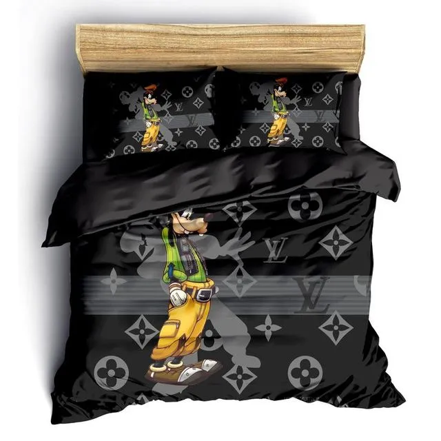 Louis Vuitton Pluto Logo Brand Bedding Set Luxury Bedroom Home Decor Bedspread